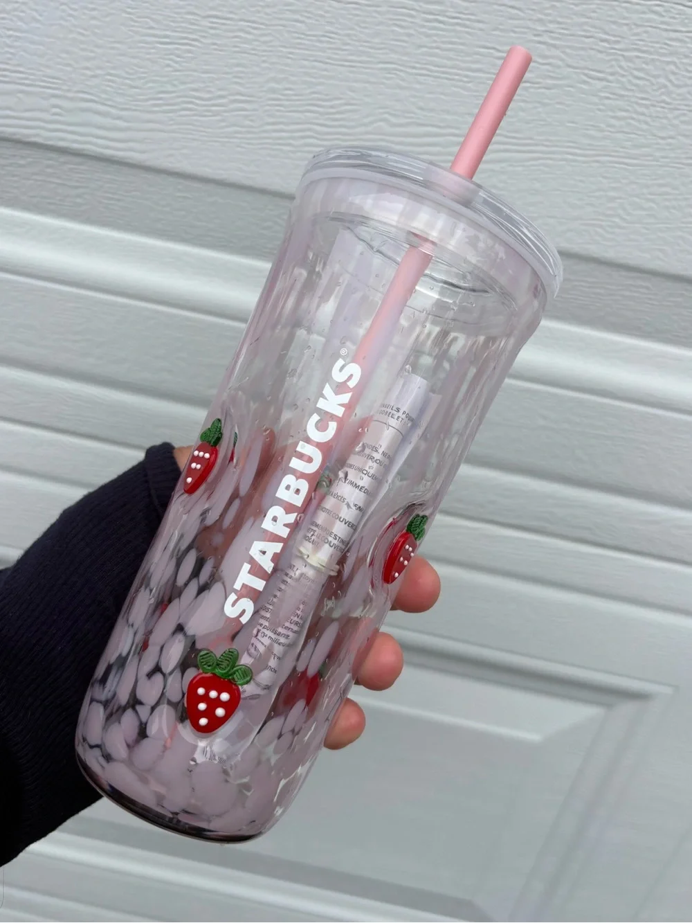Starbucks Pink drink Strawberry Glass Tumblers Cold Cup with pink Straw 2026